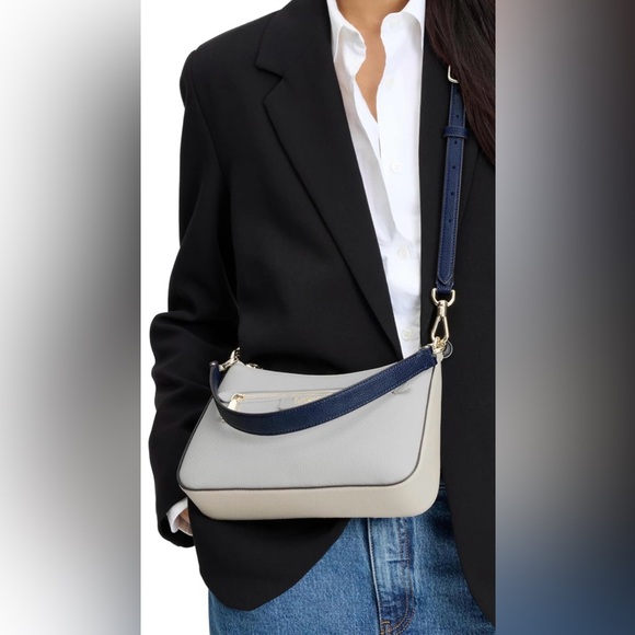 Kate Spade Colorblock Leather Crossbody Bag Handbag. Gray, Cream, Navy. NWT - Picture 1 of 14